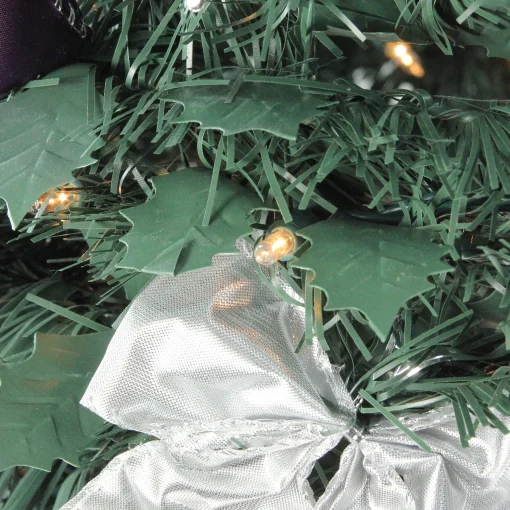 Northlight 6 And 6.5 Feet Tall>6' Pre-Lit Purple And Silver Pre-Decorated Pop-Up Artificial Christmas Tree, Clear Lights