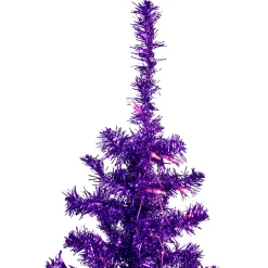 Northlight Purple Trees></noscript>6' Pre-Lit Purple Artificial Tinsel Christmas Tree, Clear Lights