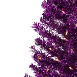 Northlight 4 And 4.5 Feet Tall></noscript>4' Pre-Lit Purple Tinsel Artificial Christmas Tree- Clear Lights, Purple Wire