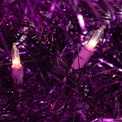 Northlight 4 And 4.5 Feet Tall></noscript>4' Pre-Lit Purple Tinsel Artificial Christmas Tree- Clear Lights, Purple Wire