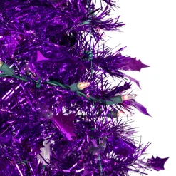 Northlight Pop Up Trees></noscript>4' Pre-Lit Purple Tinsel Pop-Up Artificial Christmas Tree, Clear Lights