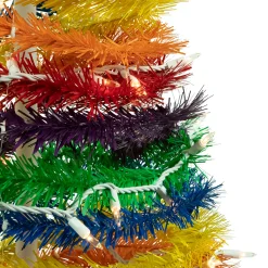 Northlight Pop Up Trees></noscript>4' Pre-Lit Rainbow Tinsel Pop-Up Artificial Christmas Tree, Clear Lights