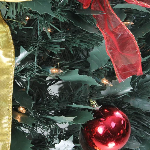 Northlight 6 And 6.5 Feet Tall>6' Pre-Lit Red And Gold Pre-Decorated Pop-Up Artificial Christmas Tree