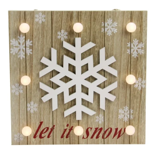 Wall & Door Decorations*Northlight 10.25" Pre-Lit Red And White 'Let It Snow' Snowflake Wall Decor