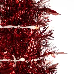 Northlight 6 And 6.5 Feet Tall></noscript>6' Pre-Lit Red Tinsel Pop-Up Artificial Christmas Tree - Clear Lights