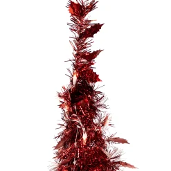 Northlight 6 And 6.5 Feet Tall></noscript>6' Pre-Lit Red Tinsel Pop-Up Artificial Christmas Tree - Clear Lights