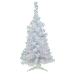 Northlight 3 And 3.5 Feet Tall>3' Pre-Lit Rockport White Pine Artificial Christmas Tree, Pink Lights