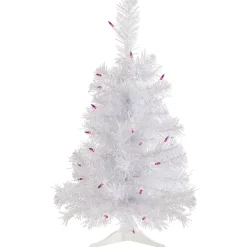 Northlight 2.5 Feet Tall And Smaller>2' Pre-Lit Rockport White Pine Artificial Christmas Tree, Purple Lights