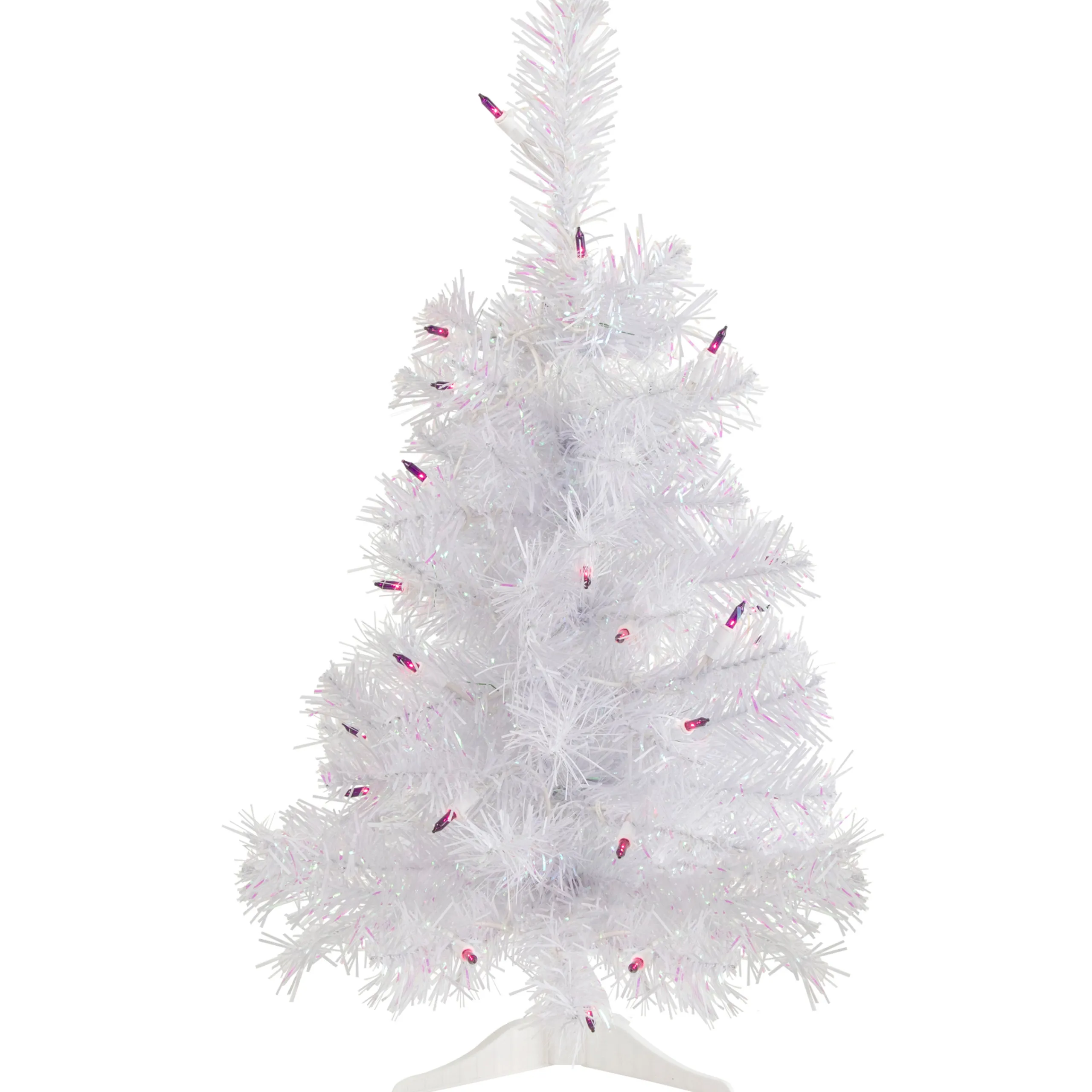 Northlight 2.5 Feet Tall And Smaller>2' Pre-Lit Rockport White Pine Artificial Christmas Tree, Purple Lights