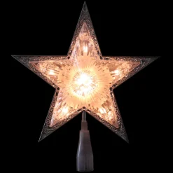 Star Tree Toppers*Northlight 9" Pre-Lit Silver And Clear Crystal 5 Point Star Christmas Tree Topper - Clear Lights
