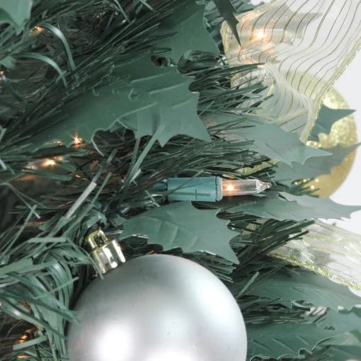 Northlight 6 And 6.5 Feet Tall>6' Pre-Lit Silver And Gold Pre-Decorated Pop-Up Artificial Christmas Tree, Clear Lights