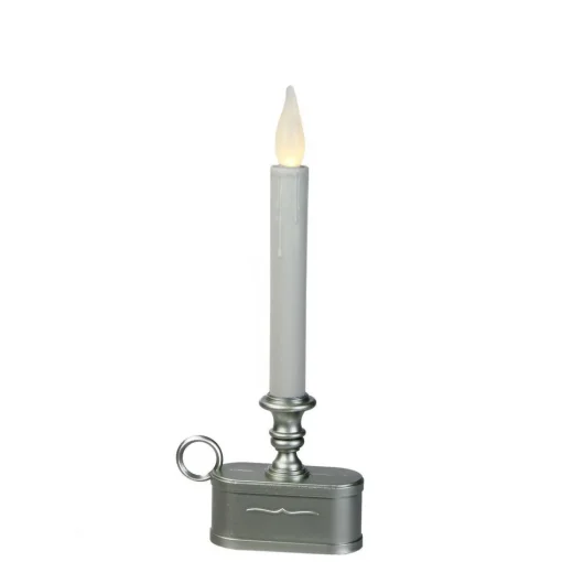 Brite Star 11" Pre-Lit Silver And Gray Led Christmas Candle Lamp With Toned Base