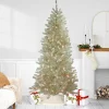 Northlight 6 And 6.5 Feet Tall>6' Pre-Lit Silver Champagne Artificial Metallic Tinsel Christmas Tree - Clear Lights