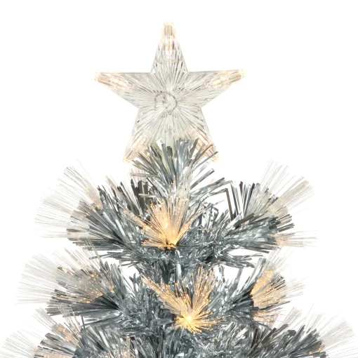 Northlight Fiber Optic Trees>3' Pre-Lit Silver Fiber Optic Artificial Christmas Tree, Warm White Lights