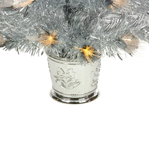 Northlight Fiber Optic Trees>3' Pre-Lit Silver Fiber Optic Artificial Christmas Tree, Warm White Lights