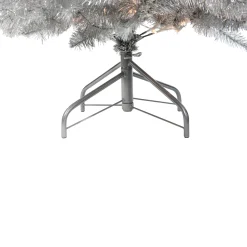 Northlight 4 And 4.5 Feet Tall></noscript>4.5' Pre-Lit Silver Metallic Tinsel Artificial Christmas Tree - Clear Lights