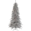 Northlight Pre-Lit Traditional Trees>7.5' Pre-Lit Silver Tinsel Pine Slim Artificial Christmas Tree - Clear Lights
