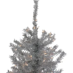 Northlight Pre-Lit Traditional Trees></noscript>7.5' Pre-Lit Silver Tinsel Pine Slim Artificial Christmas Tree - Clear Lights