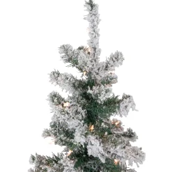 Northlight Pre-Lit Traditional Trees></noscript>6' Pre-Lit Slim Flocked Pine Artificial Christmas Tree, Clear Lights
