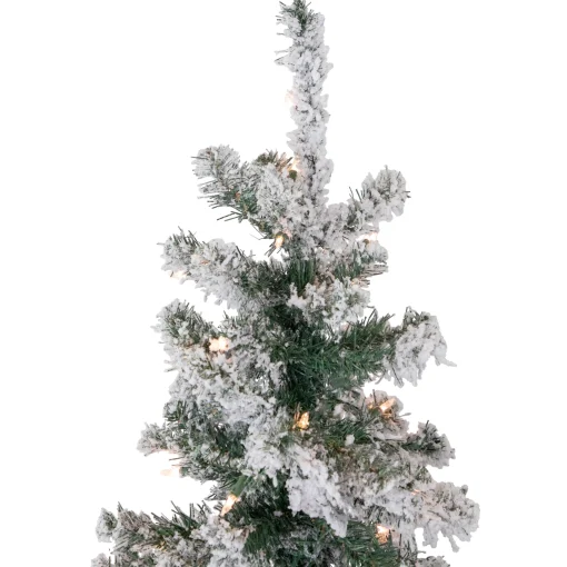 Northlight Pre-Lit Traditional Trees>6' Pre-Lit Slim Flocked Pine Artificial Christmas Tree, Clear Lights