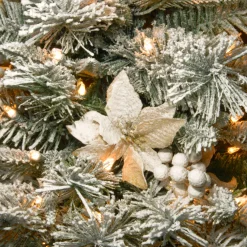 National Tree Company Potted Trees></noscript>6' Pre-Lit Slim Frosted Colonial Artificial Half Wall Christmas Tree, Clear Lights