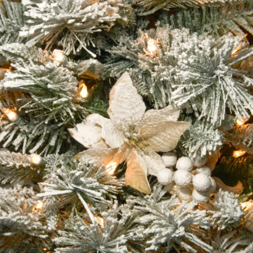 National Tree Company Potted Trees>6' Pre-Lit Slim Frosted Colonial Artificial Half Wall Christmas Tree, Clear Lights
