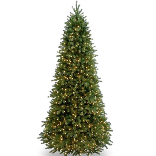 National Tree Company 9 And 9.5 Feet Tall>9' Pre-Lit Slim Jersey Fraser Fir Artificial Christmas Tree, White Lights
