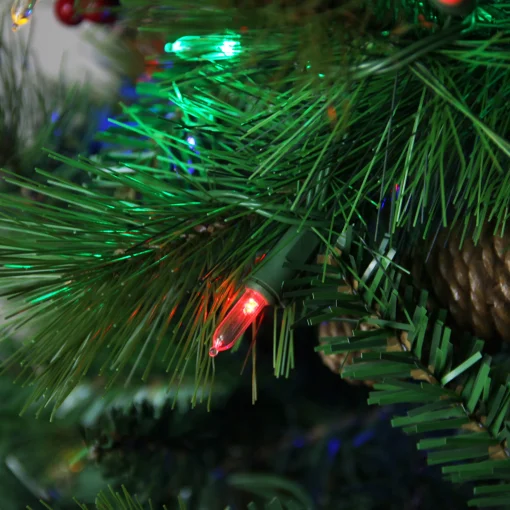 Northlight 7 And 7.5 Feet Tall>7' Pre-Lit Slim Mount Beacon Pine Artificial Christmas Tree - Multicolor Led Lights