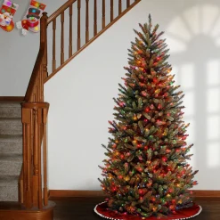 National Tree Company 9 And 9.5 Feet Tall></noscript>9' Pre-Lit Slim Natural Fraser Fir Artificial Christmas Tree, Multicolor Lights