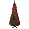 Northlight 6 And 6.5 Feet Tall>6' Pre-Lit Slim Pre-Decorated Poinsettia Pop-Up Artificial Christmas Tree