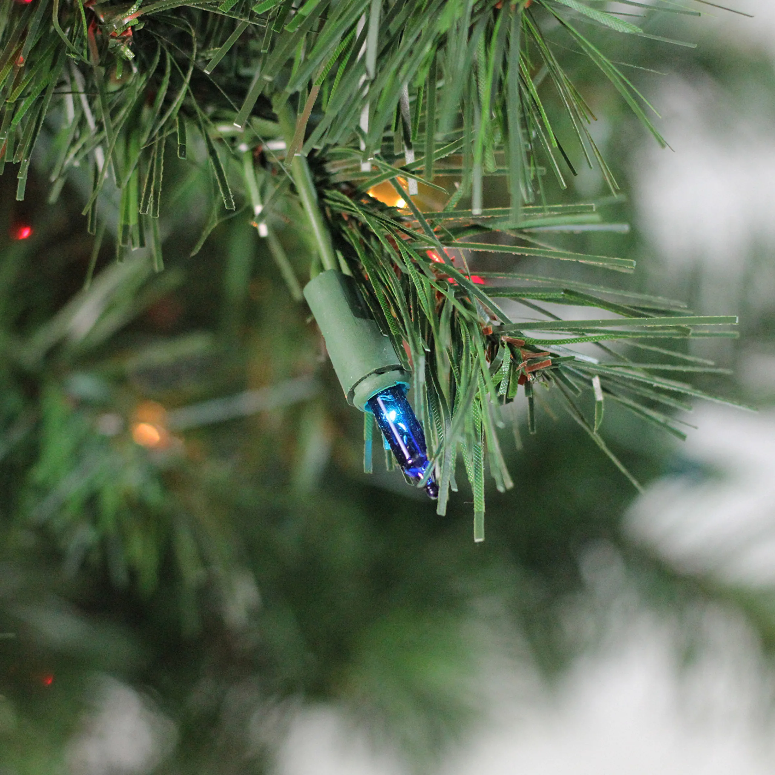 Allstate 7 And 7.5 Feet Tall>7' Pre-Lit Slim Traditional Woodland Alpine Artificial Christmas Tree - Multicolor Lights