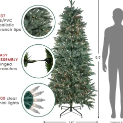 Northlight 6 And 6.5 Feet Tall></noscript>6.5' Pre-Lit Slim Washington Frasier Fir Artificial Christmas Tree - Clear Lights