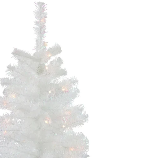 Northlight 4 And 4.5 Feet Tall>4' Pre-Lit Slim White Artificial Tinsel Christmas Tree - Clear Lights