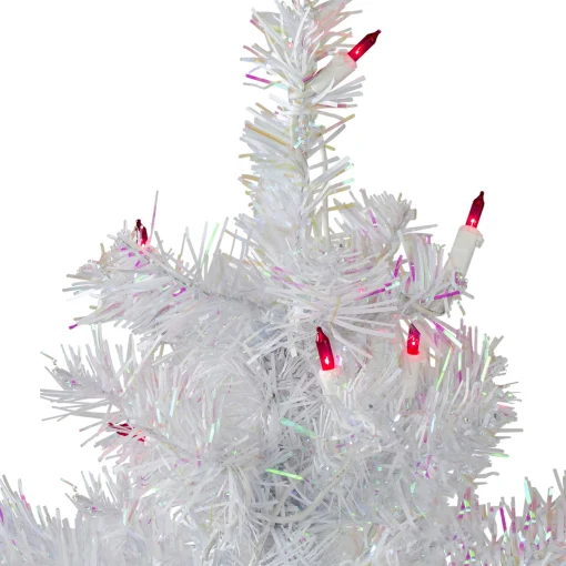 Northlight 3 And 3.5 Feet Tall>3' Pre-Lit Slim White Iridescent Pine Artificial Christmas Tree - Pink Lights
