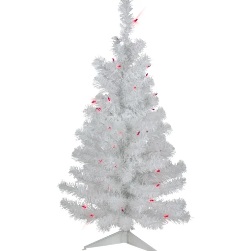 Northlight 3 And 3.5 Feet Tall>3' Pre-Lit Slim White Pine Artificial Christmas Tree - Pink Lights