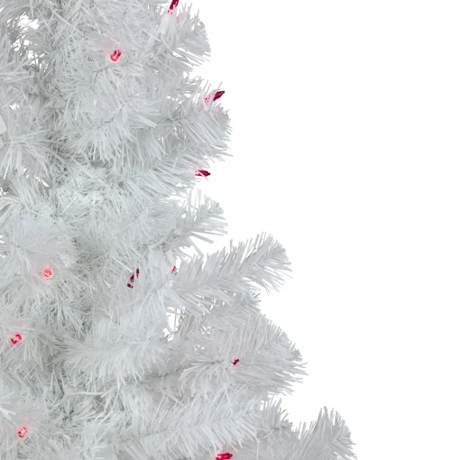 Northlight 3 And 3.5 Feet Tall>3' Pre-Lit Slim White Pine Artificial Christmas Tree - Pink Lights