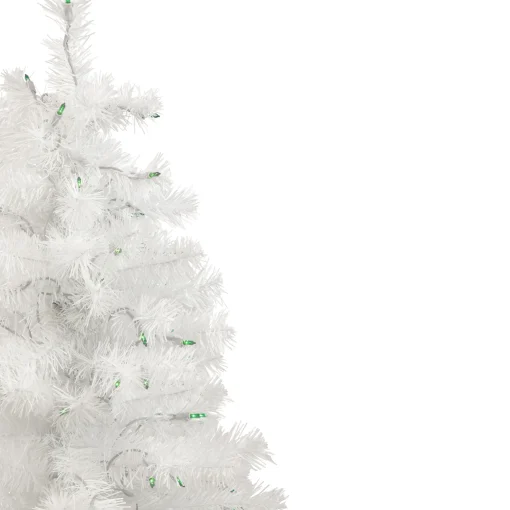Northlight 3 And 3.5 Feet Tall>3' Pre-Lit Slim White Pine Artificial Christmas Tree - Green Lights