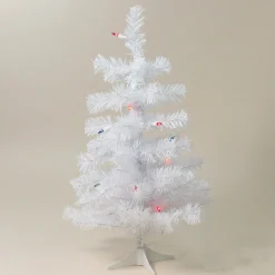 Northlight 2.5 Feet Tall And Smaller>2' Pre-Lit Slim White Tinsel Artificial Christmas Tree - Multi Lights