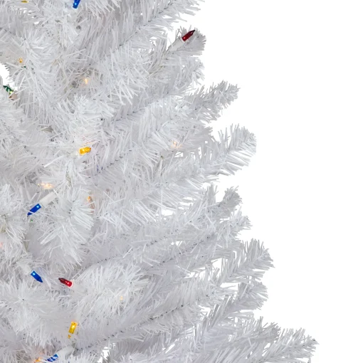 Northlight 3 And 3.5 Feet Tall>3' Pre-Lit Snow White Artificial Christmas Tree, Multi Lights