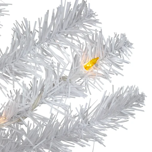 Northlight 3 And 3.5 Feet Tall>3' Pre-Lit Snow White Artificial Christmas Tree, Multi Lights