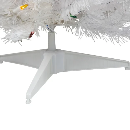 Northlight 3 And 3.5 Feet Tall>3' Pre-Lit Snow White Artificial Christmas Tree, Multi Lights