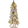 National Tree Company 2.5 Feet Tall And Smaller>2' Pre-Lit Snowy Downswept Artificial Christmas Tree, Clear Lights