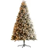 Nearly Natural 9 And 9.5 Feet Tall>9' Pre-Lit South Carolina Spruce Flocked Artificial Christmas Tree, Clear Led Lights
