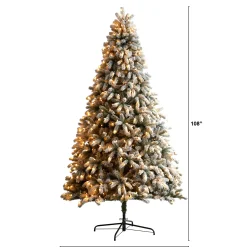 Nearly Natural 9 And 9.5 Feet Tall></noscript>9' Pre-Lit South Carolina Spruce Flocked Artificial Christmas Tree, Clear Led Lights