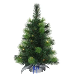 CC Christmas Decor 2.5 Feet Tall And Smaller>2' Pre-Lit Table Top Artificial Christmas Tree In Silver Sac, Warm White Lights