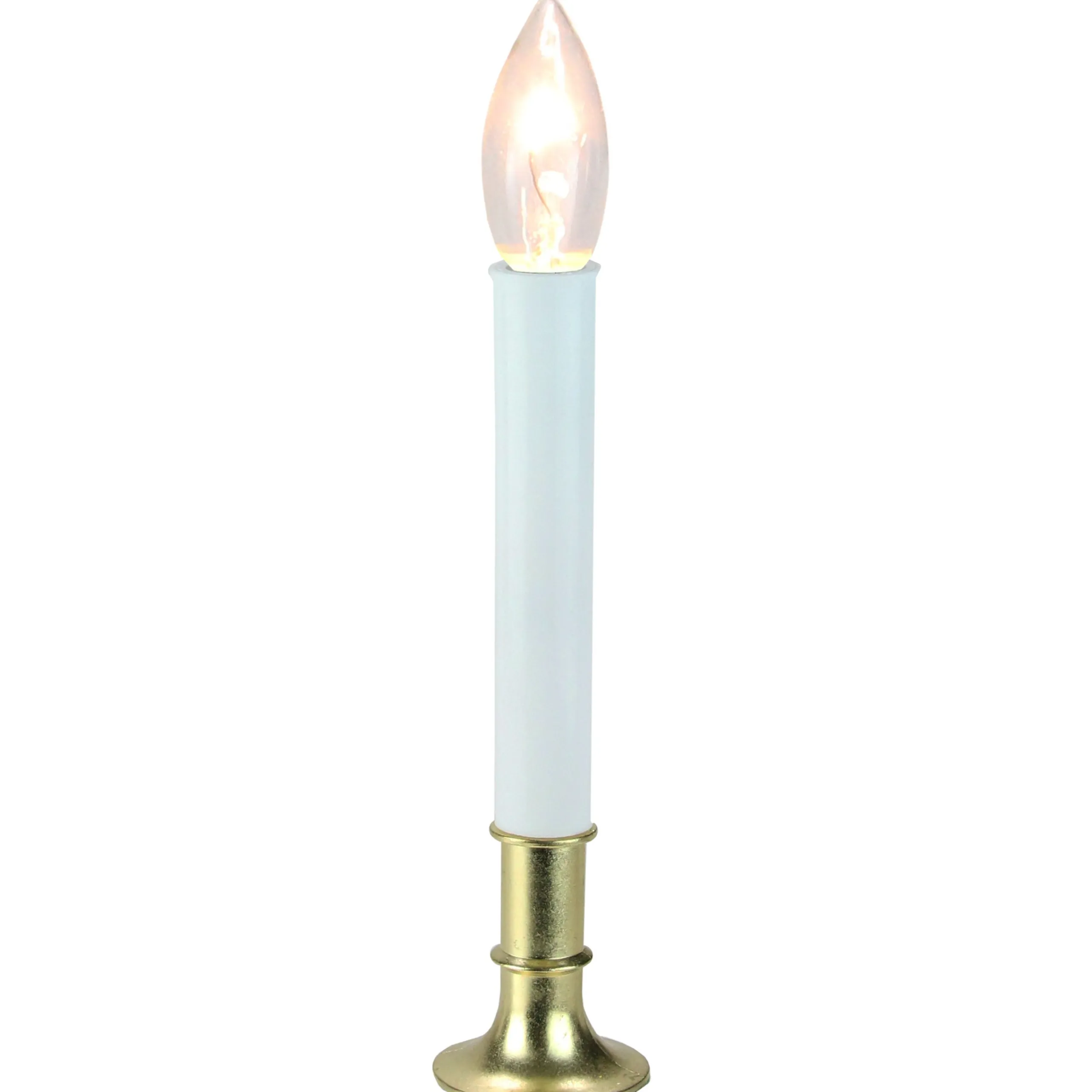 Northlight 9" Pre-Lit White And Gold C7 Christmas Candle Lamp With Sensor