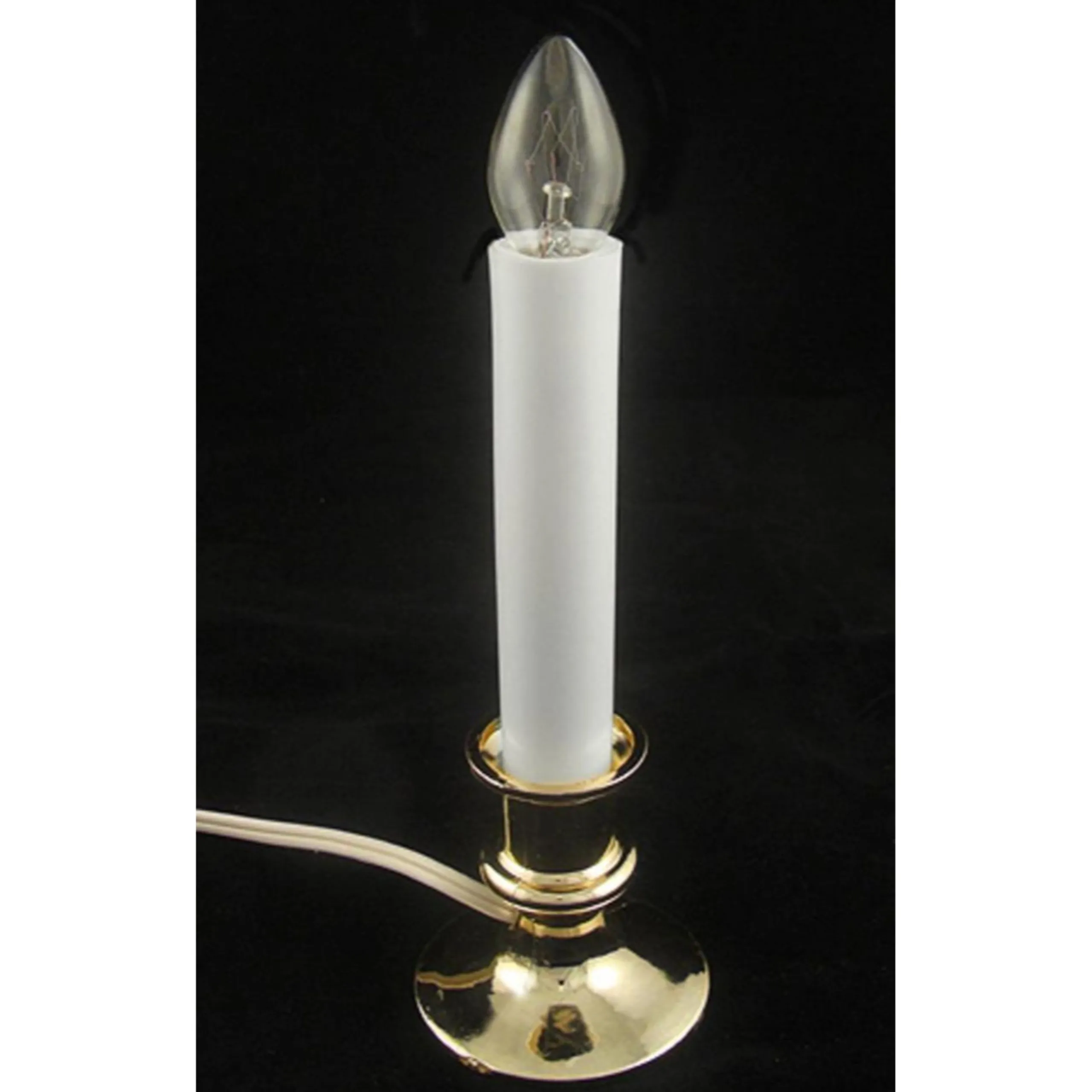 Northlight 9" Pre-Lit White And Gold C7 Christmas Candle Lamp With Sensor
