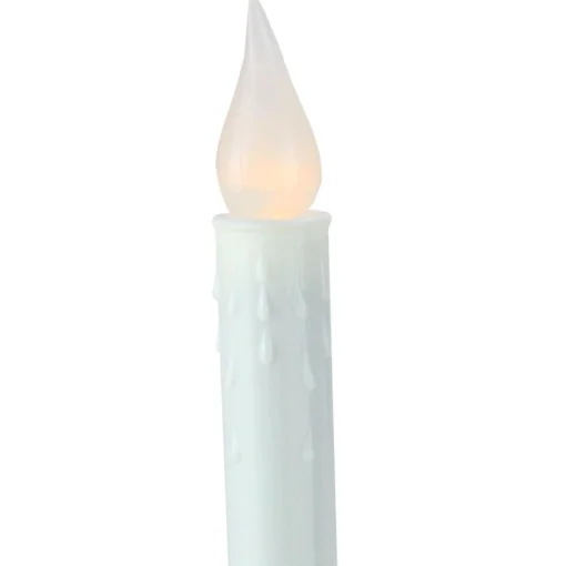 Northlight 8.75" Pre-Lit White And Gold Led C5 Flickering Christmas Candle Lamp With Handle Base