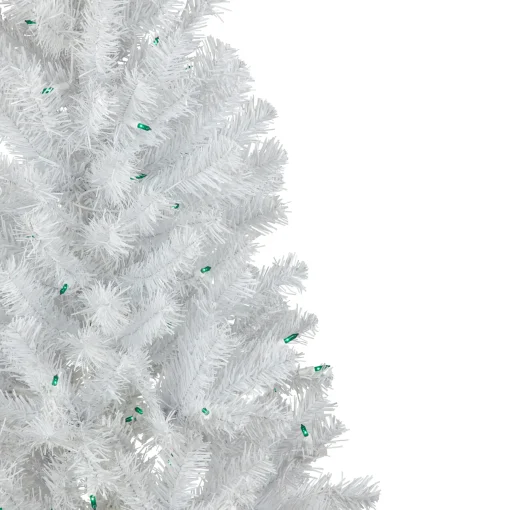 Northlight 4 And 4.5 Feet Tall>4' Pre-Lit White Artificial Christmas Tree, Green Lights