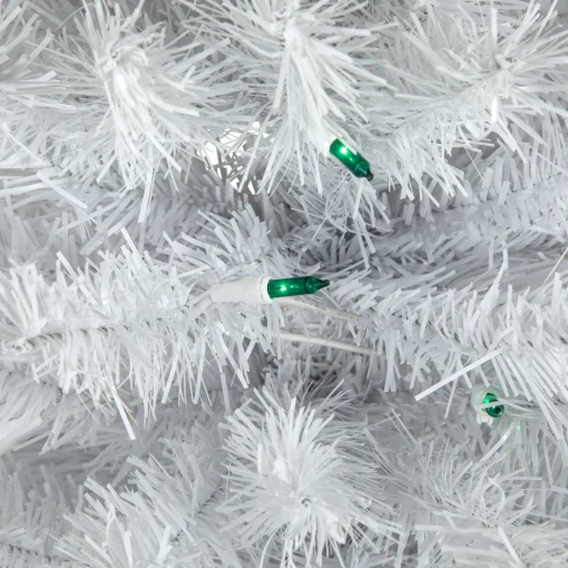 Northlight 4 And 4.5 Feet Tall>4' Pre-Lit White Artificial Christmas Tree, Green Lights